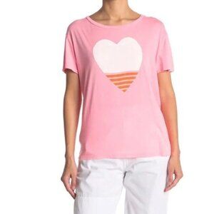 NWOT SUNDRY women pink tee t-shirt cotton modal Heart top size 3 US L